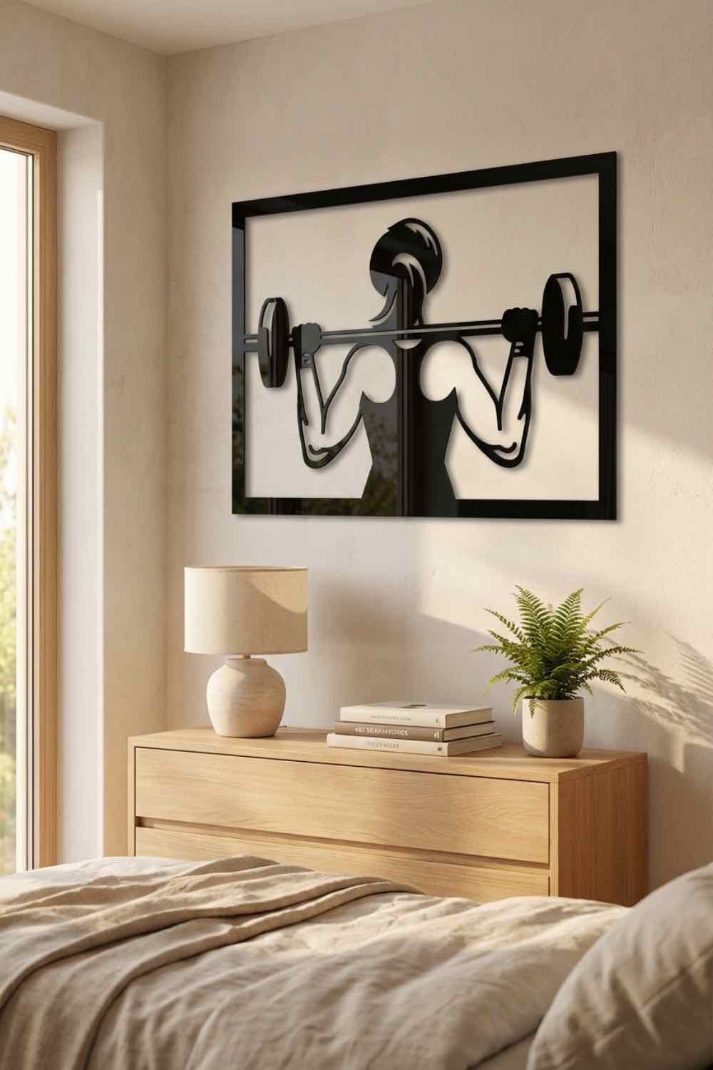 Chica alzando peso - Cuadro decorativo | Cortayrecorta.es