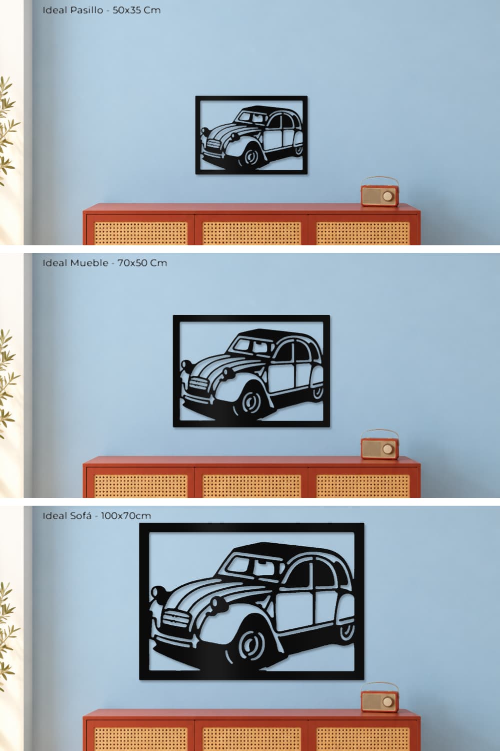 Cuadro 2 Caballos - Citröen: comparación de las tres medidas sobre la misma pared.