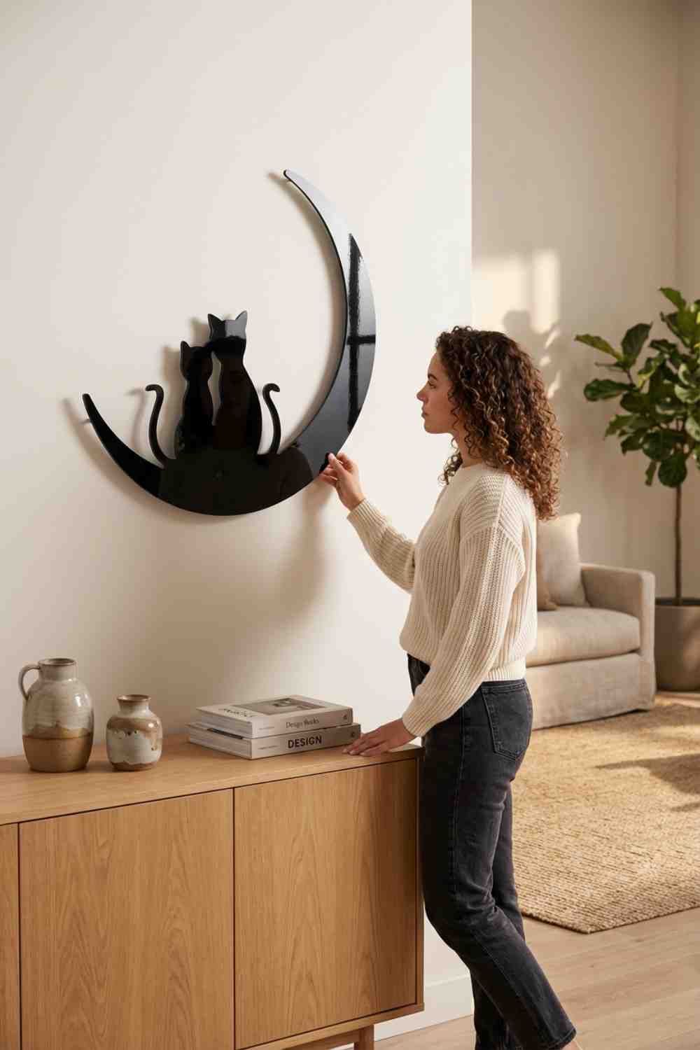 Gatos en la luna - Cuadro decorativo | Cortayrecorta.es