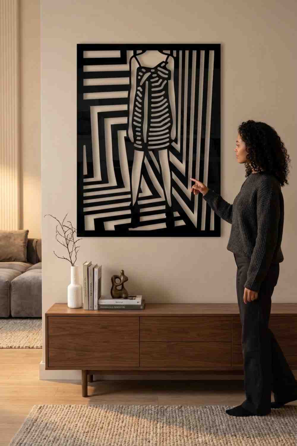 Chica Arte Pop Rayas - Cuadro decorativo | Cortayrecorta.es
