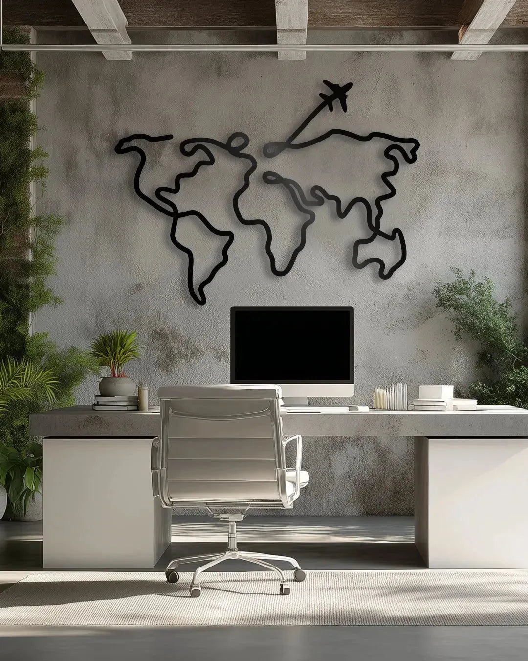Line art world map