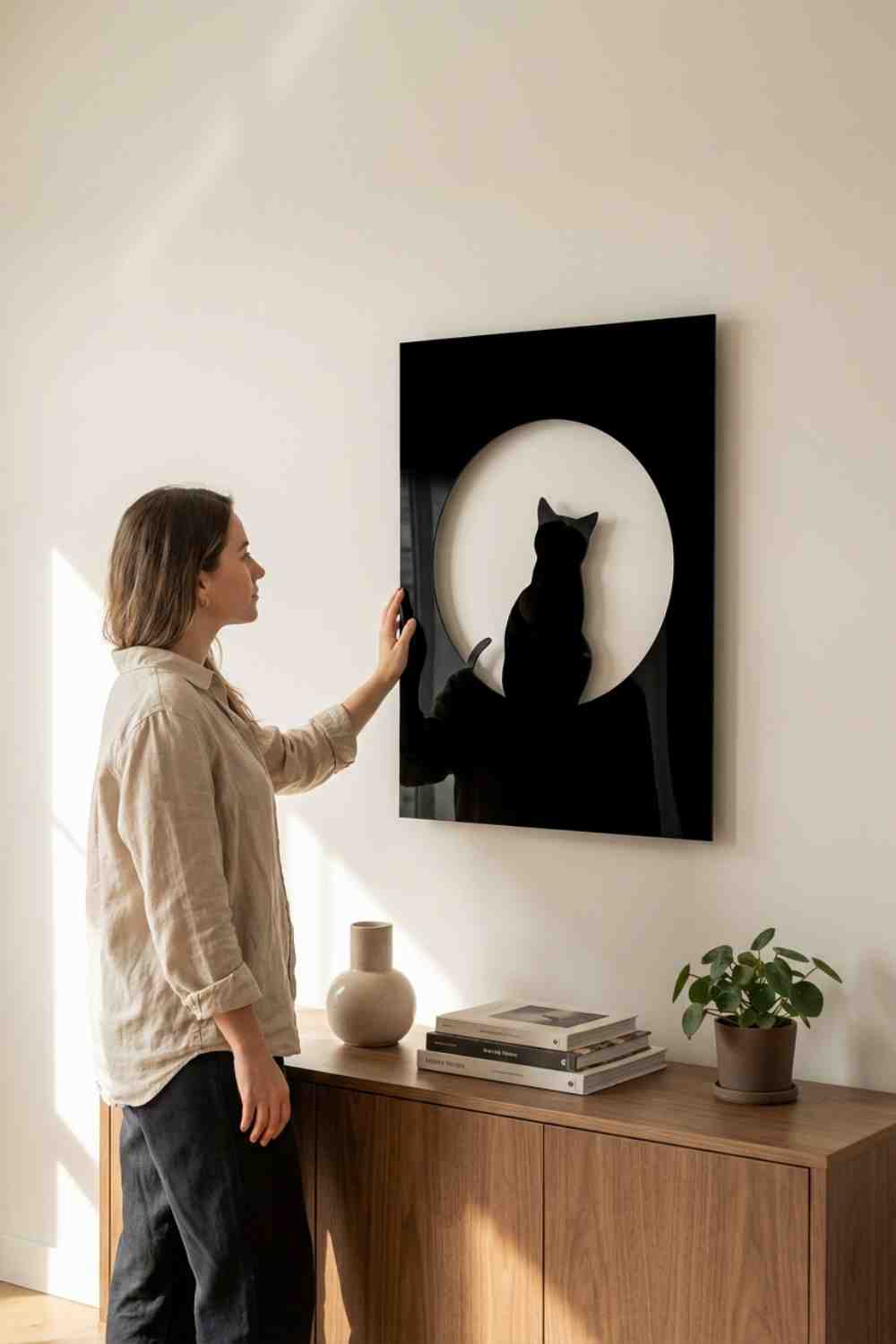 Cat On The Moon - Cuadro decorativo | Cortayrecorta.es