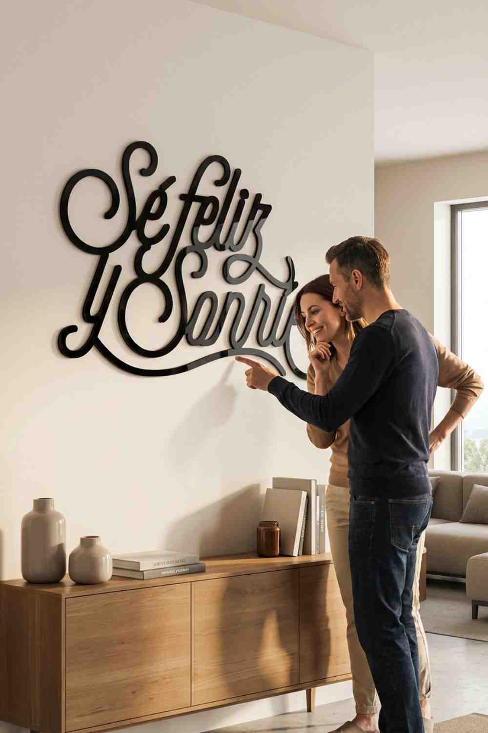 Sé feliz y sonríe - Cuadro decorativo | Cortayrecorta.es