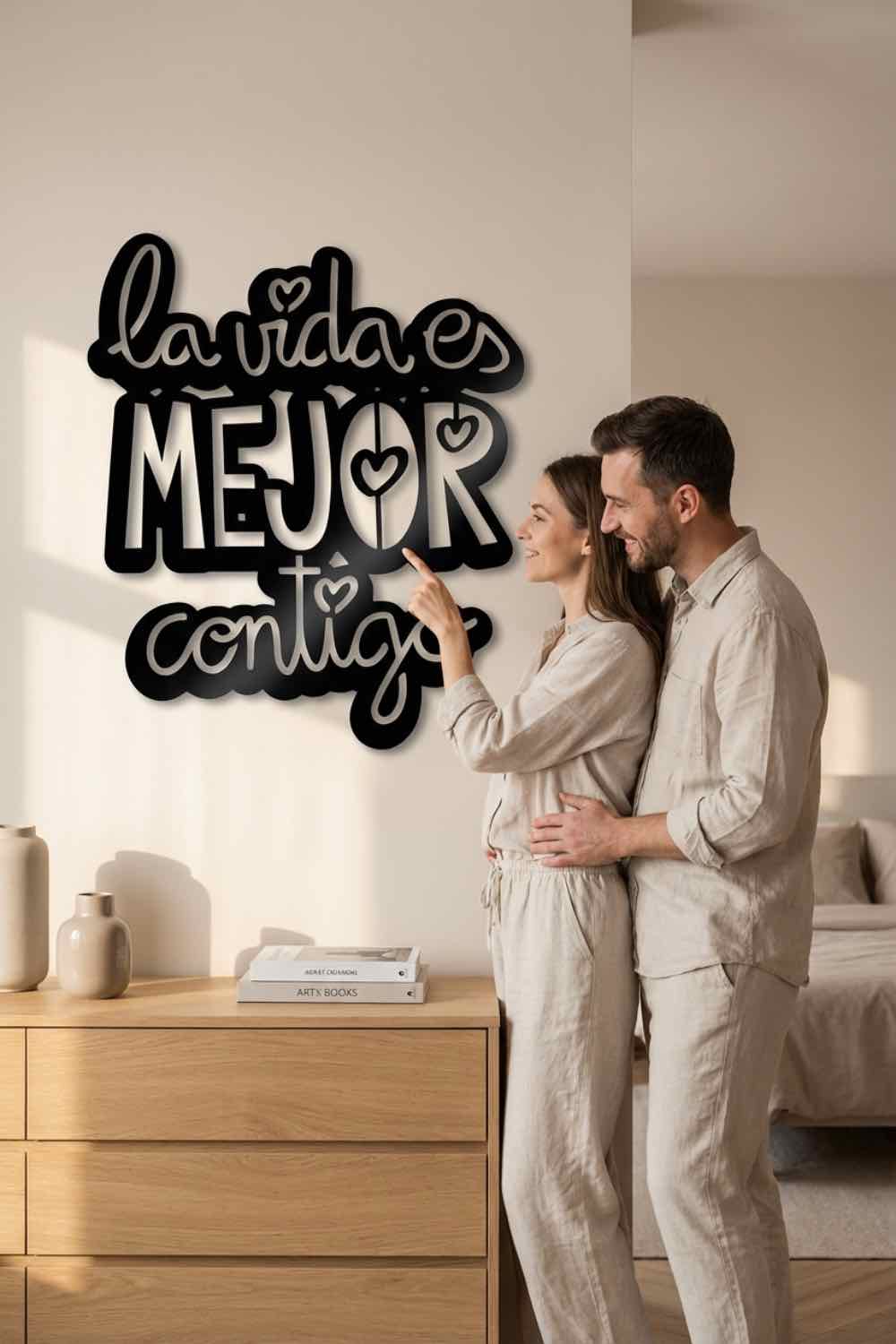 La Vida Es Mejor Contigo - Cuadro decorativo | Cortayrecorta.es