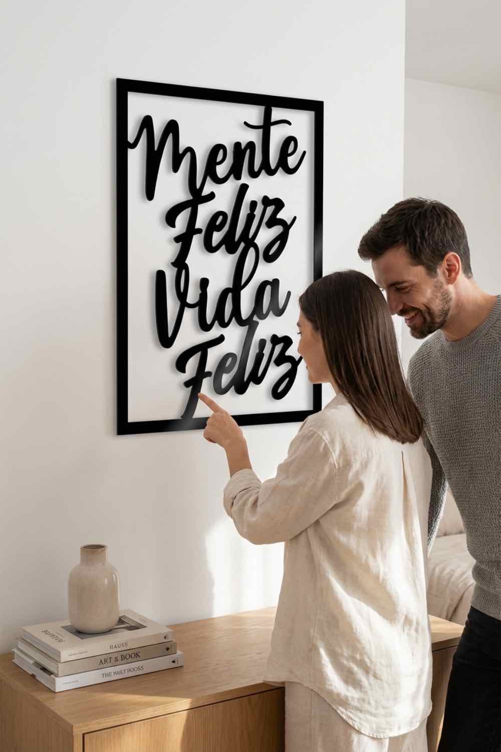 Mente feliz, vida feliz - Cuadro decorativo | Cortayrecorta.es