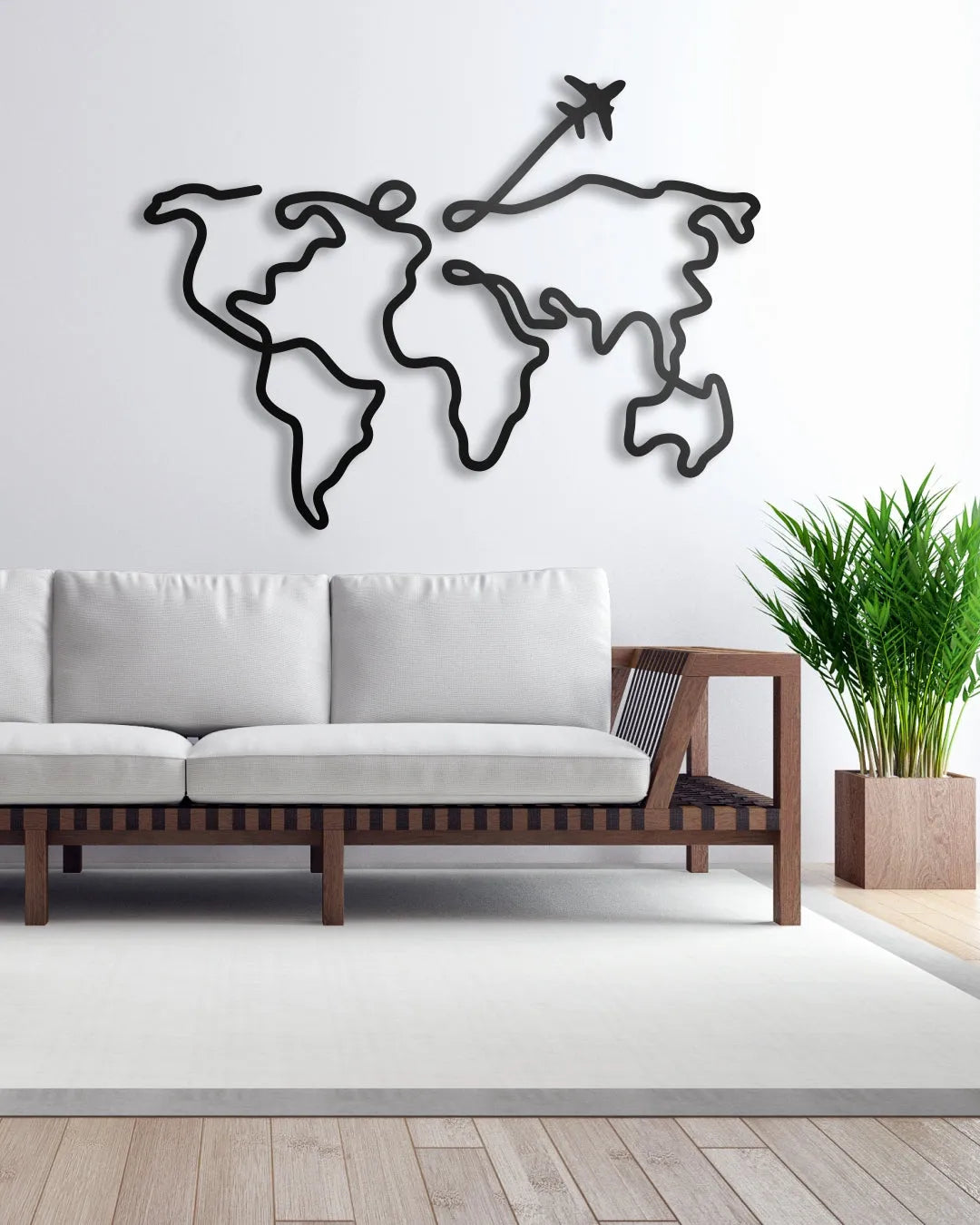 Line art world map