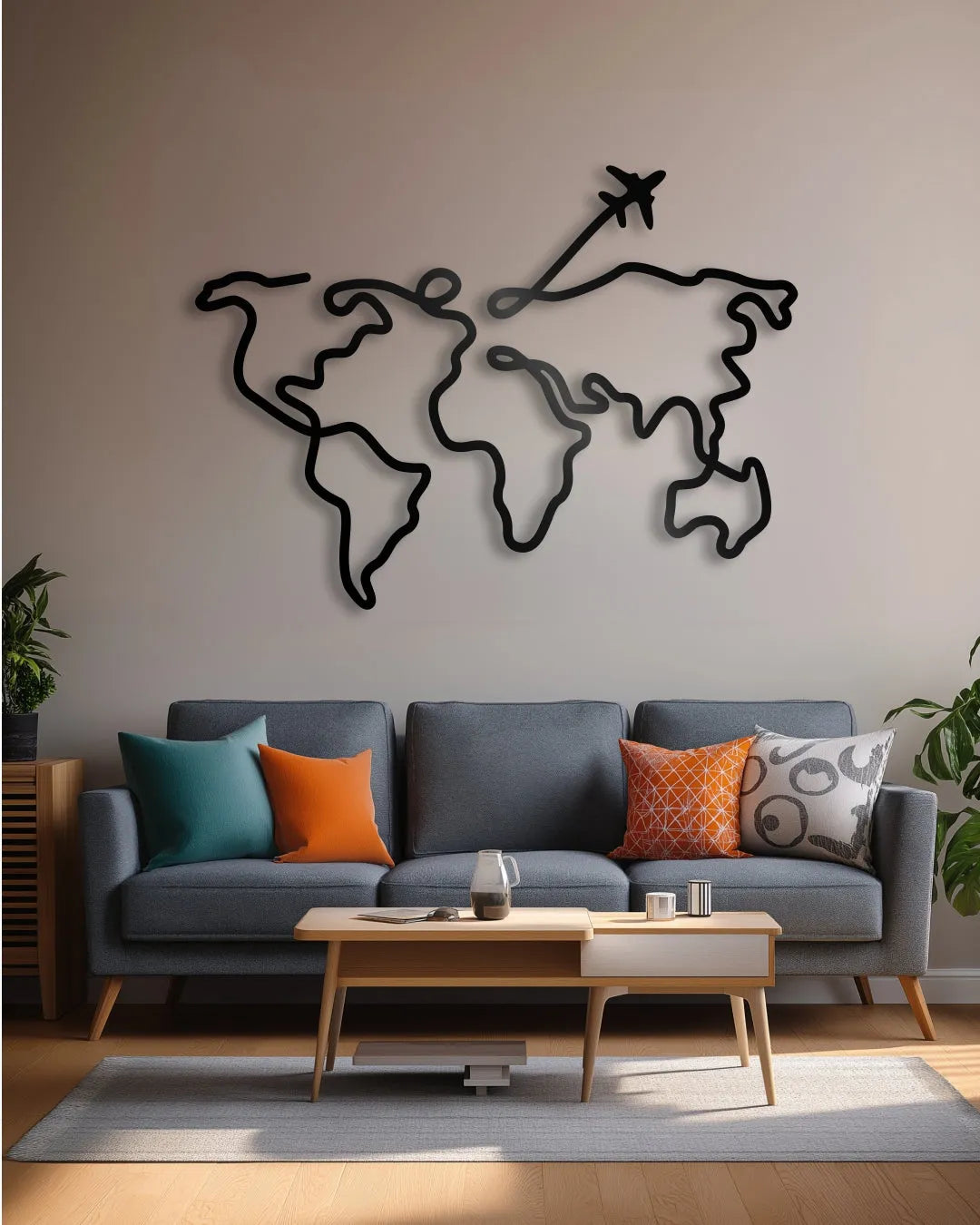 Line art world map