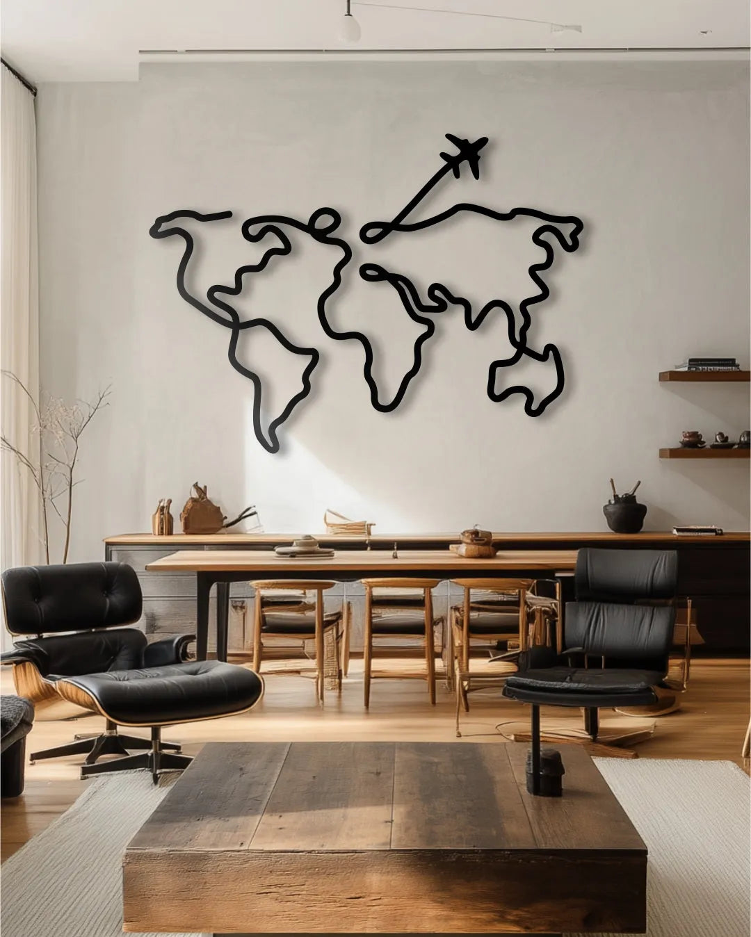 Line art world map