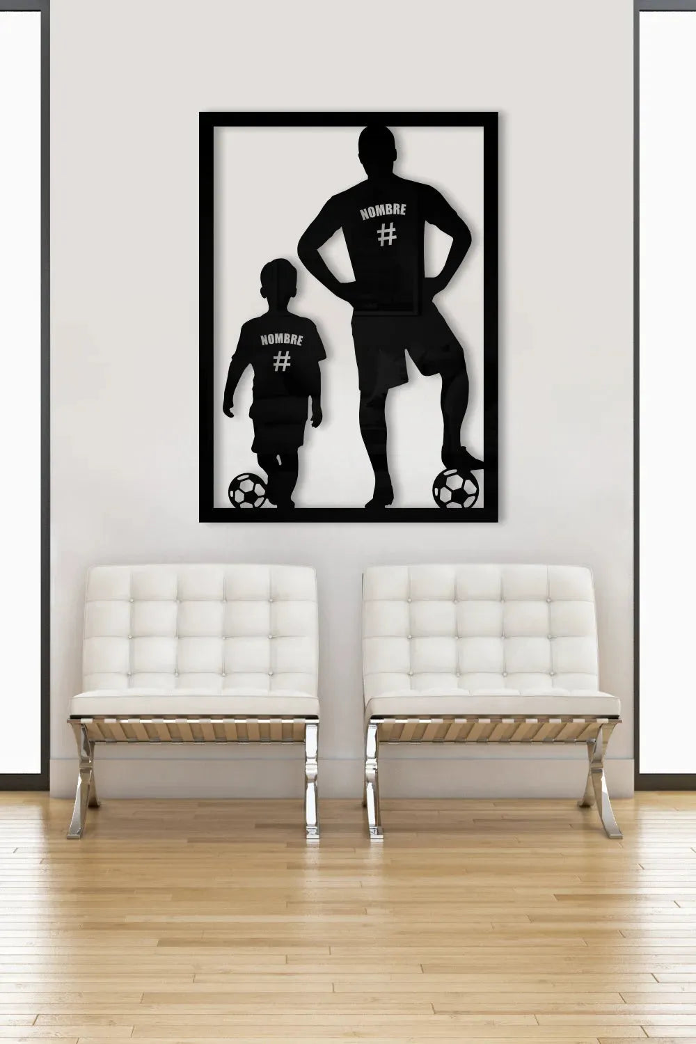 Papá e hijo futbolistas - Cuadro decorativo | Cortayrecorta.es