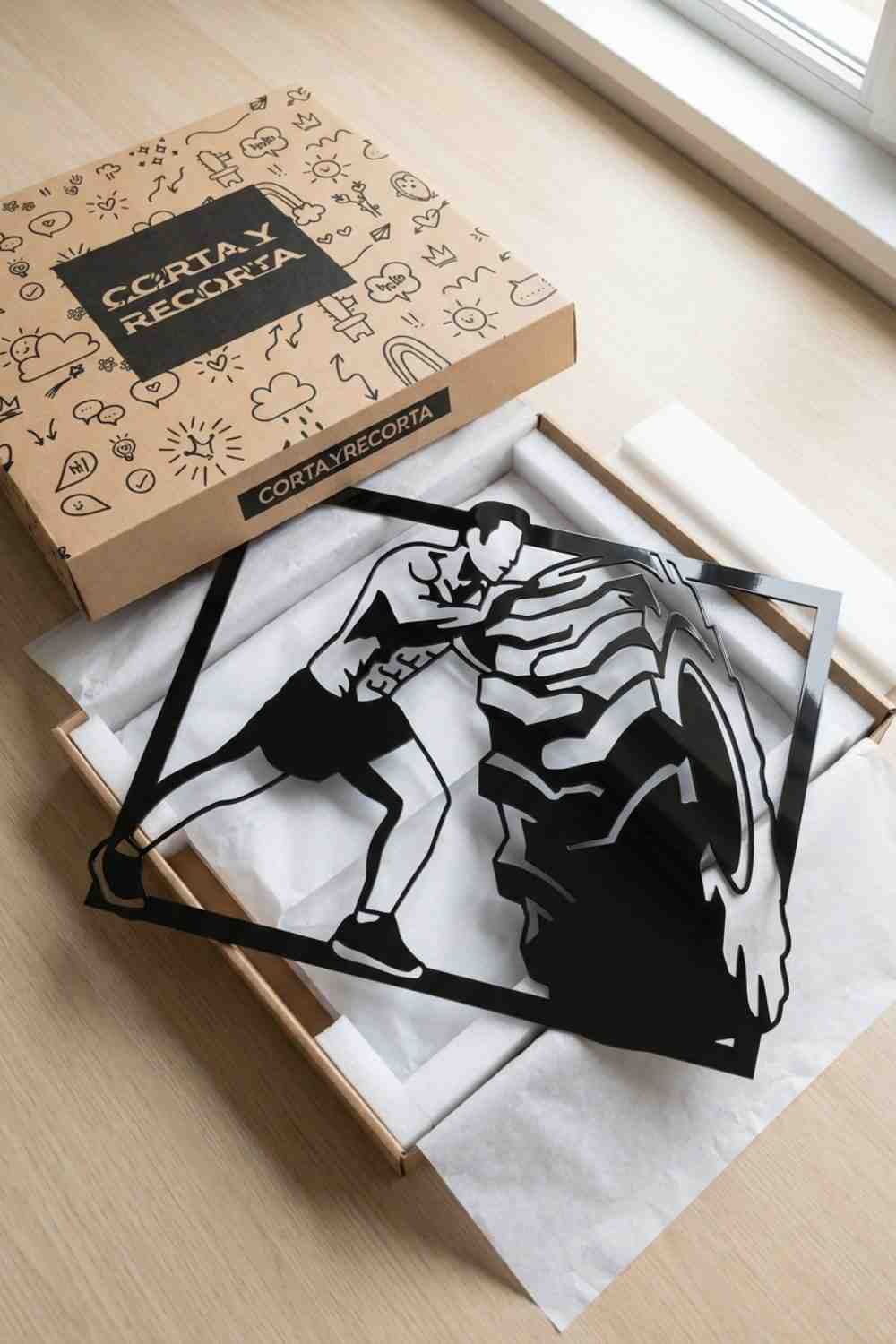Empujando llanta - Cuadro decorativo | Cortayrecorta.es