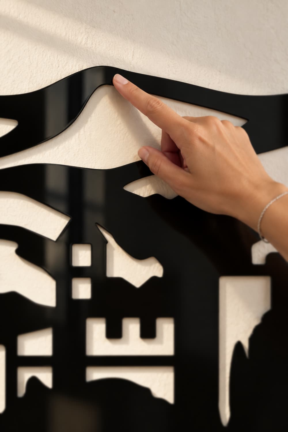 Alhambra y Sierra Nevada: detalle del aluminio negro brillante con una yema sobre la sierra