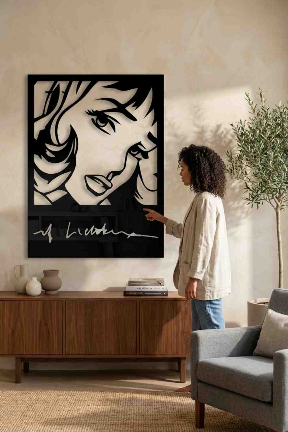 Chica De La Diadema - Lichtenstein - Cuadro decorativo | Cortayrecorta.es