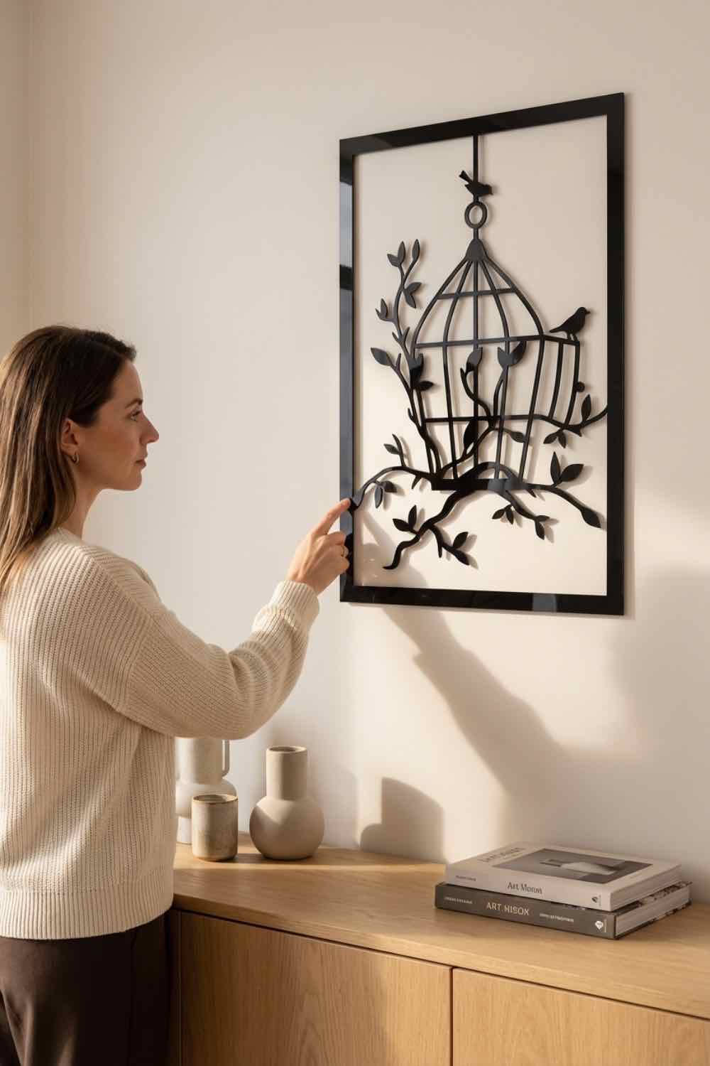 Jaula entre ramas - Cuadro decorativo | Cortayrecorta.es