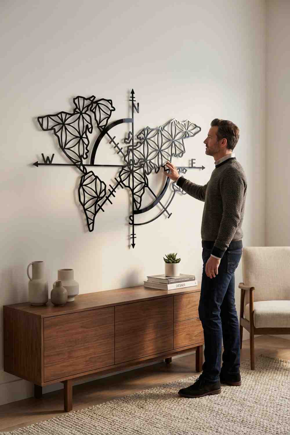 Mapamundi flores - Cuadro decorativo | Cortayrecorta.es