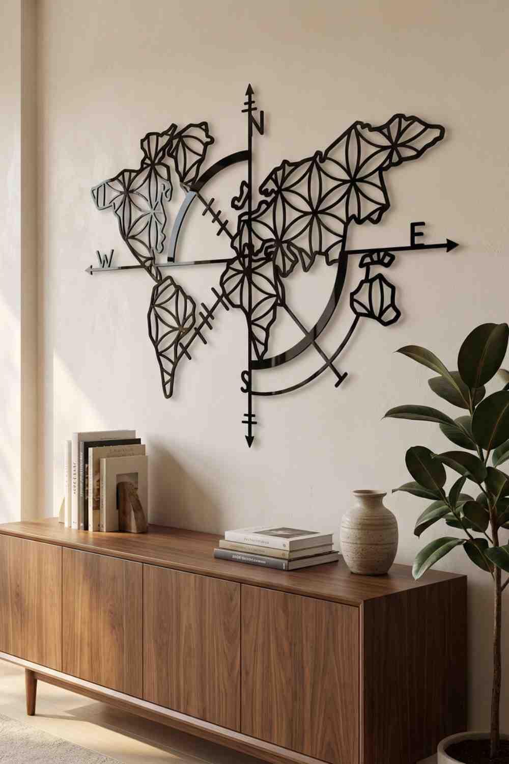 Mapamundi flores - Cuadro decorativo | Cortayrecorta.es