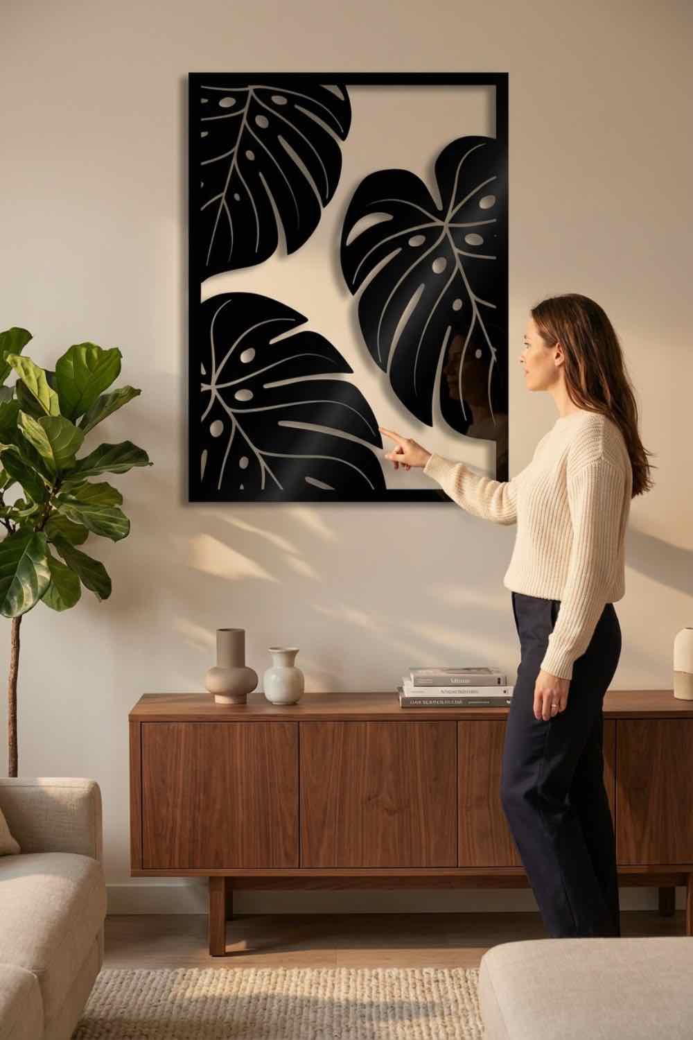 Hoja Monstera - Cuadro decorativo | Cortayrecorta.es