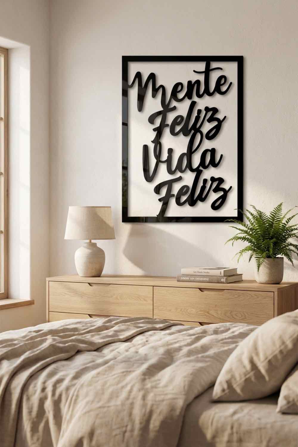 Mente feliz, vida feliz - Cuadro decorativo | Cortayrecorta.es