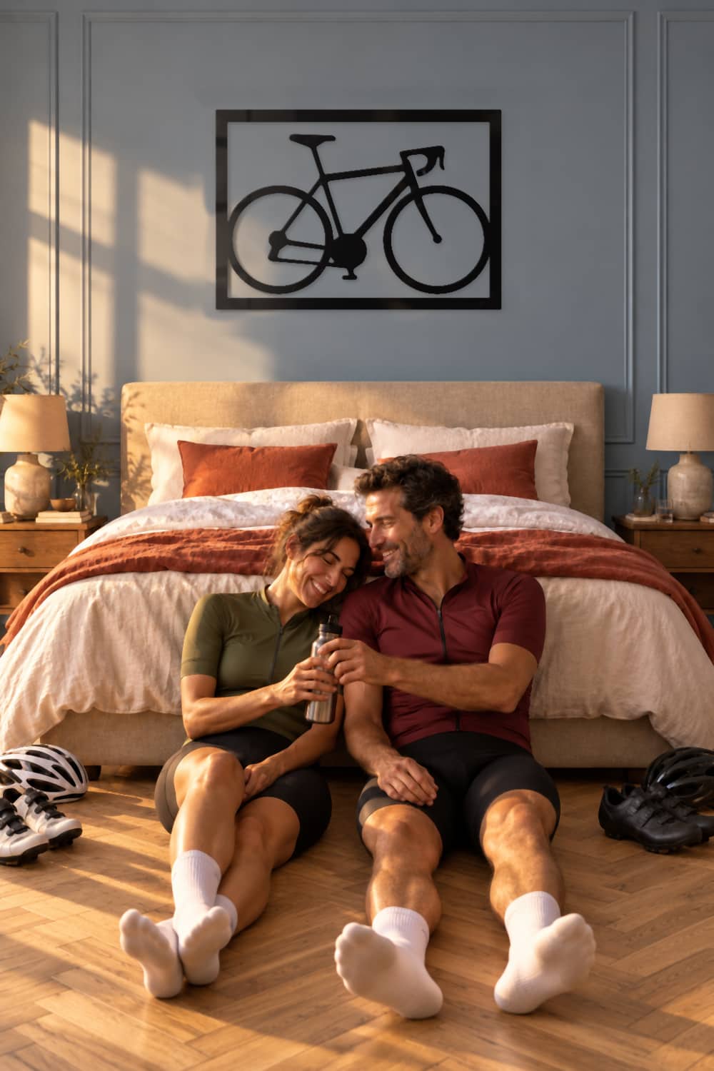 Love Ciclismo: pareja descansando después de una ruta ciclista