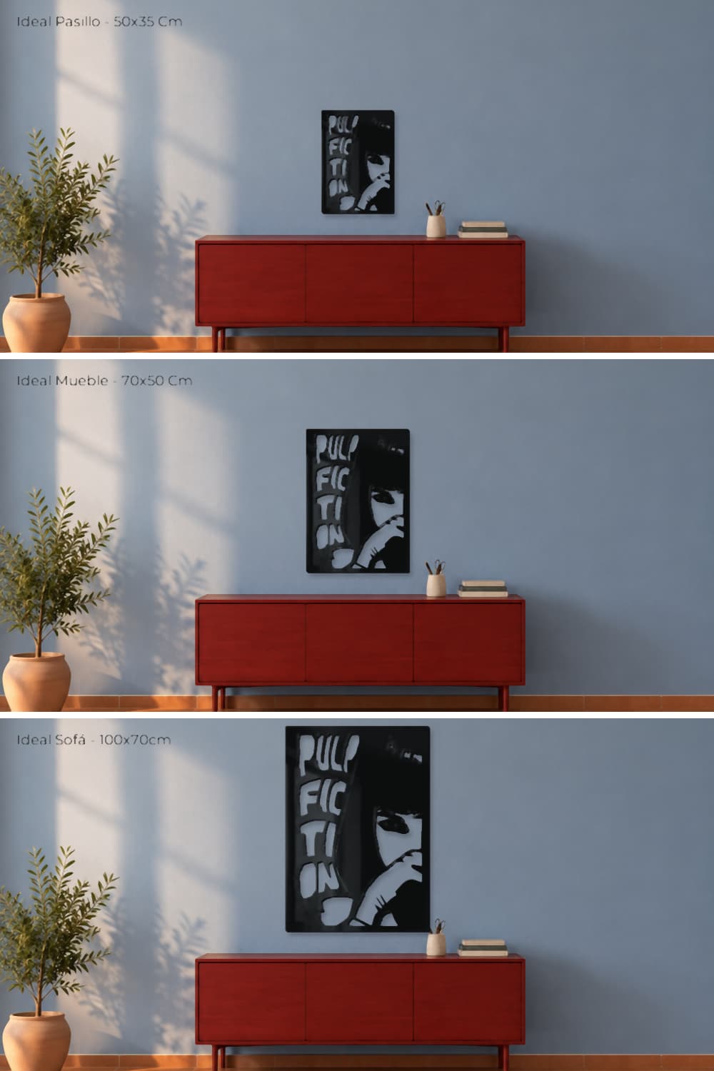 Pulp Fiction: comparación de tres medidas sobre la misma pared azul