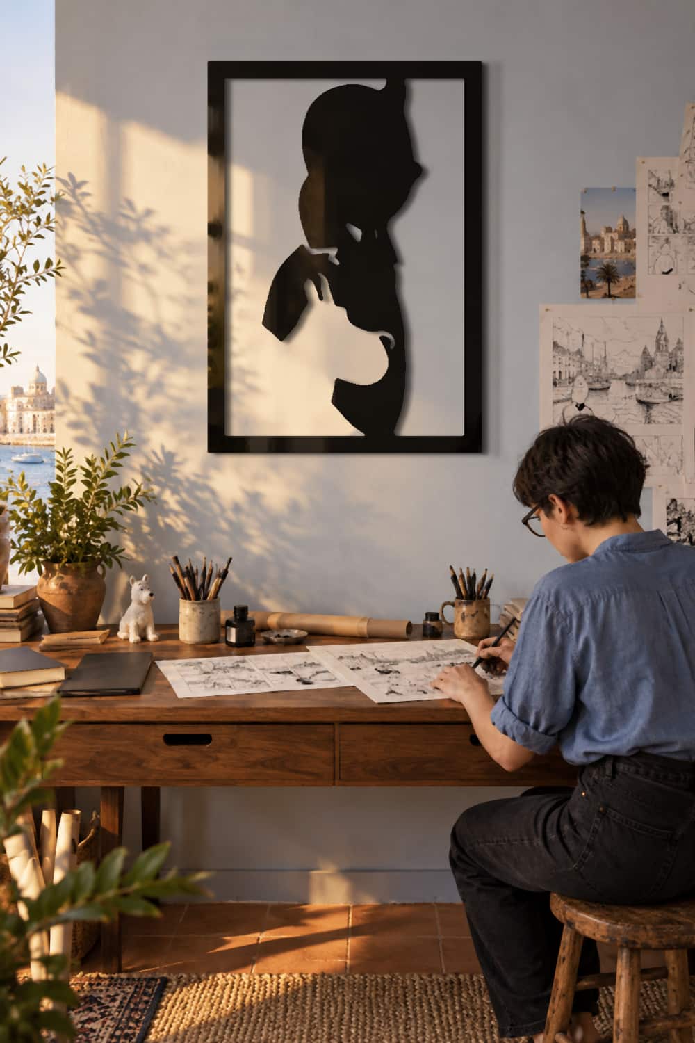 Tin Tin Silueta: estudio de ilustración con luz lateral