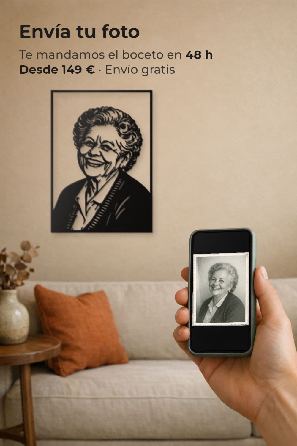 Envía la foto de la abuela por el móvil y te mandamos el boceto en 48 h