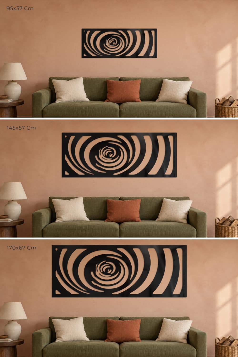 Twister Is Coming: medidas 95x37 Cm, 145x57 Cm y 170x67 Cm sobre el mismo sofá