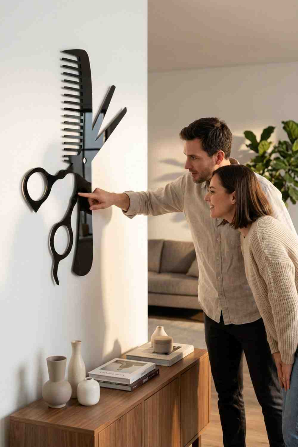 Peine y tijeras - Cuadro decorativo | Cortayrecorta.es