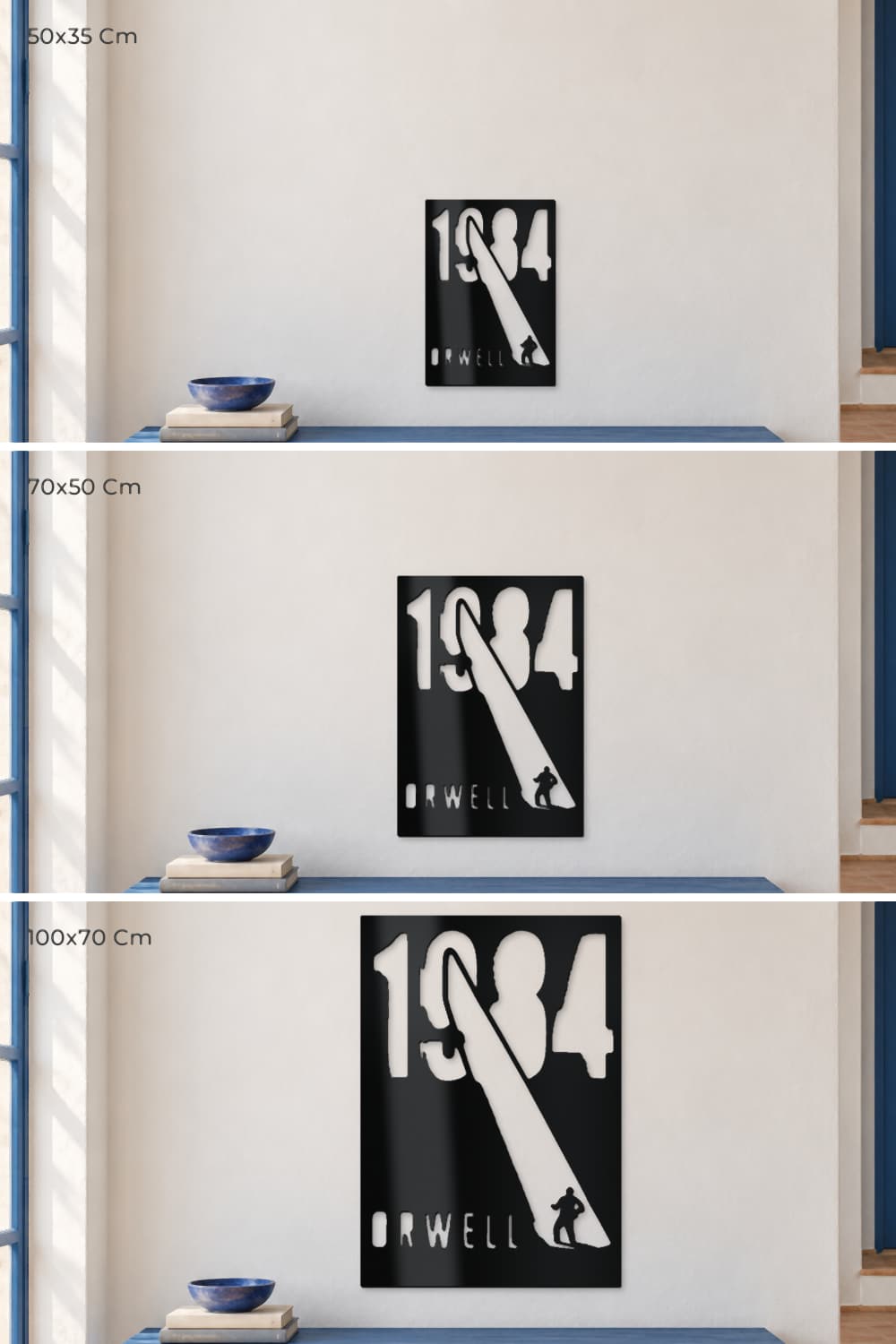 1984 Orwell: comparativa de medidas 50x35, 70x50 y 100x70 Cm