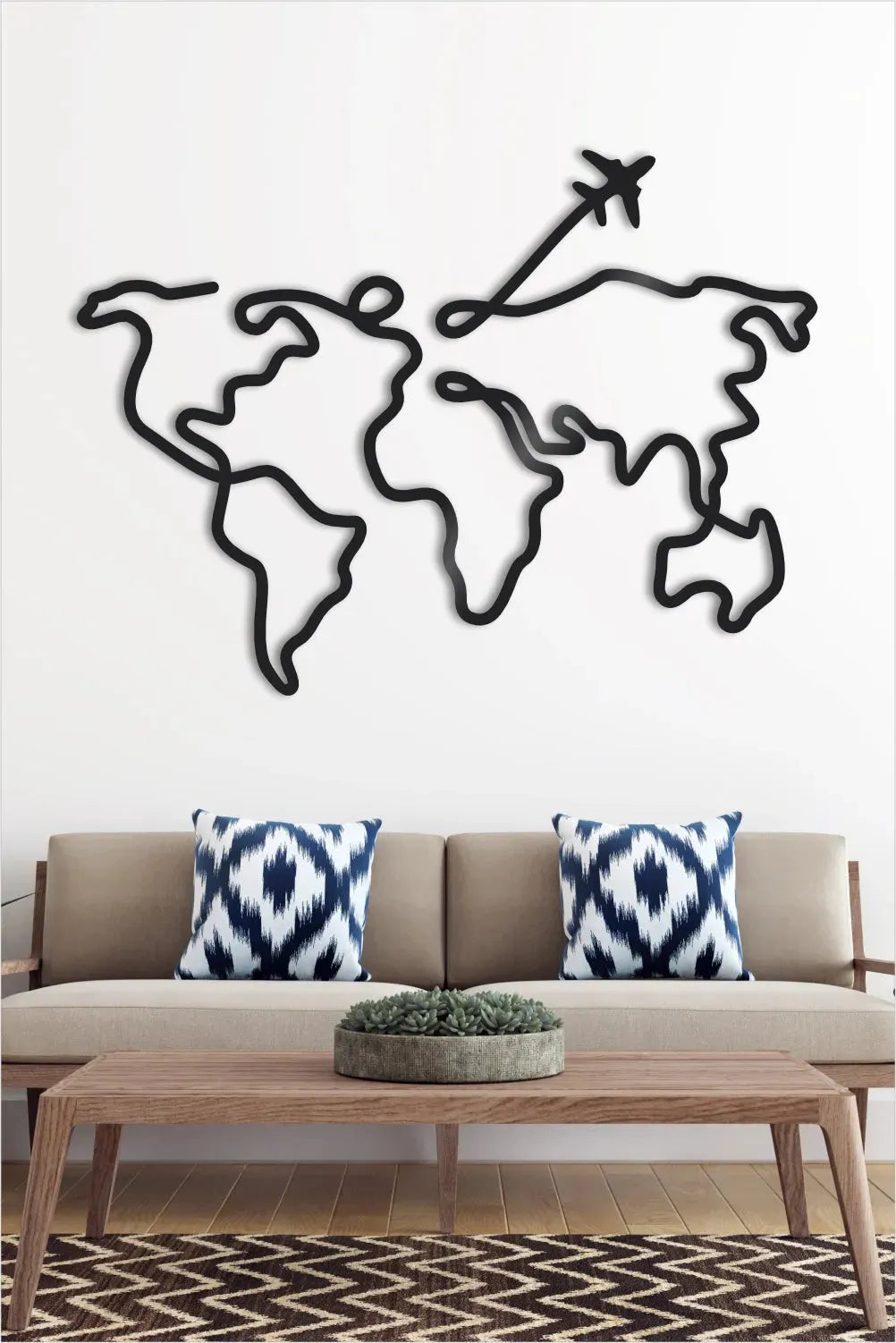 Line art world map