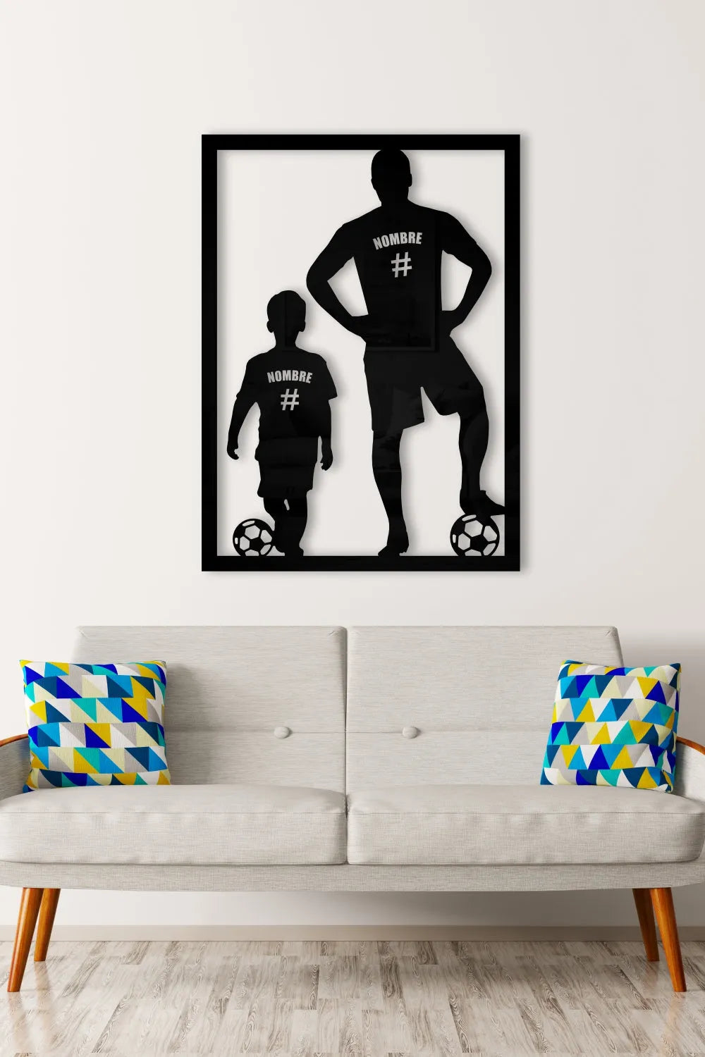Dad and son soccer players