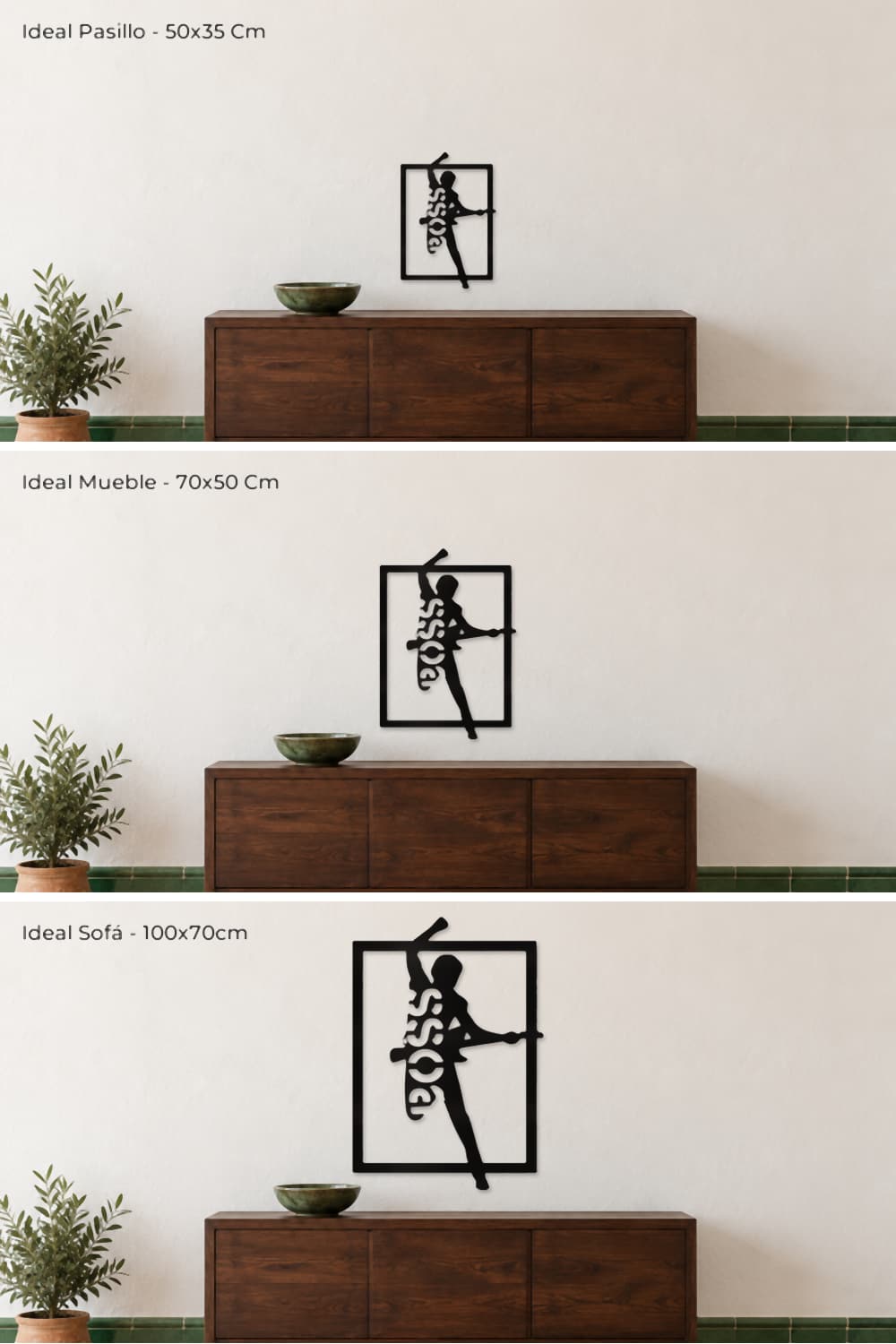 Bruce Springsteen Silueta: comparativa de las tres medidas en la misma pared