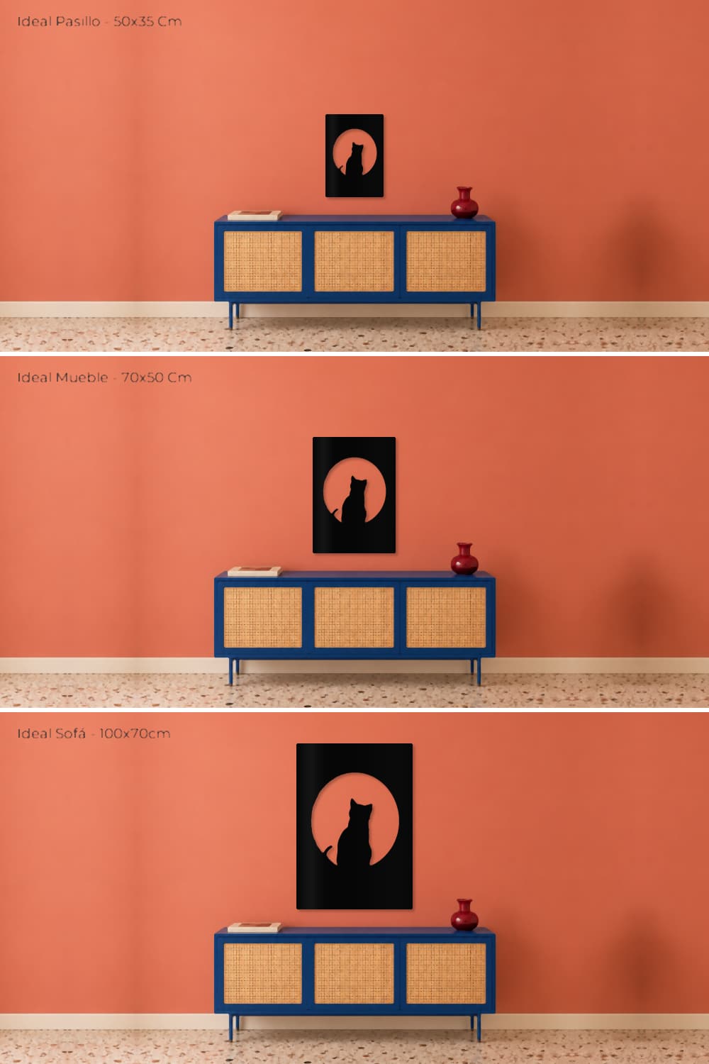 Cat On The Moon: comparativa de las tres medidas sobre la misma pared.