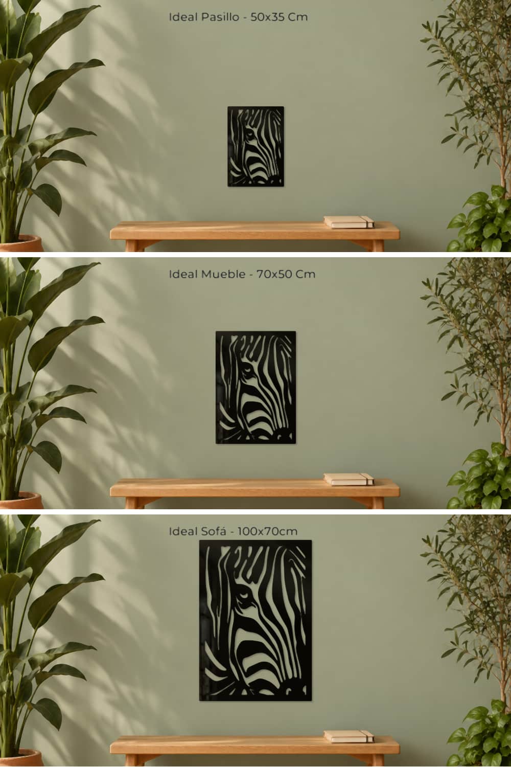 Cebra Verticalis: comparativa de las tres medidas sobre la misma pared verde