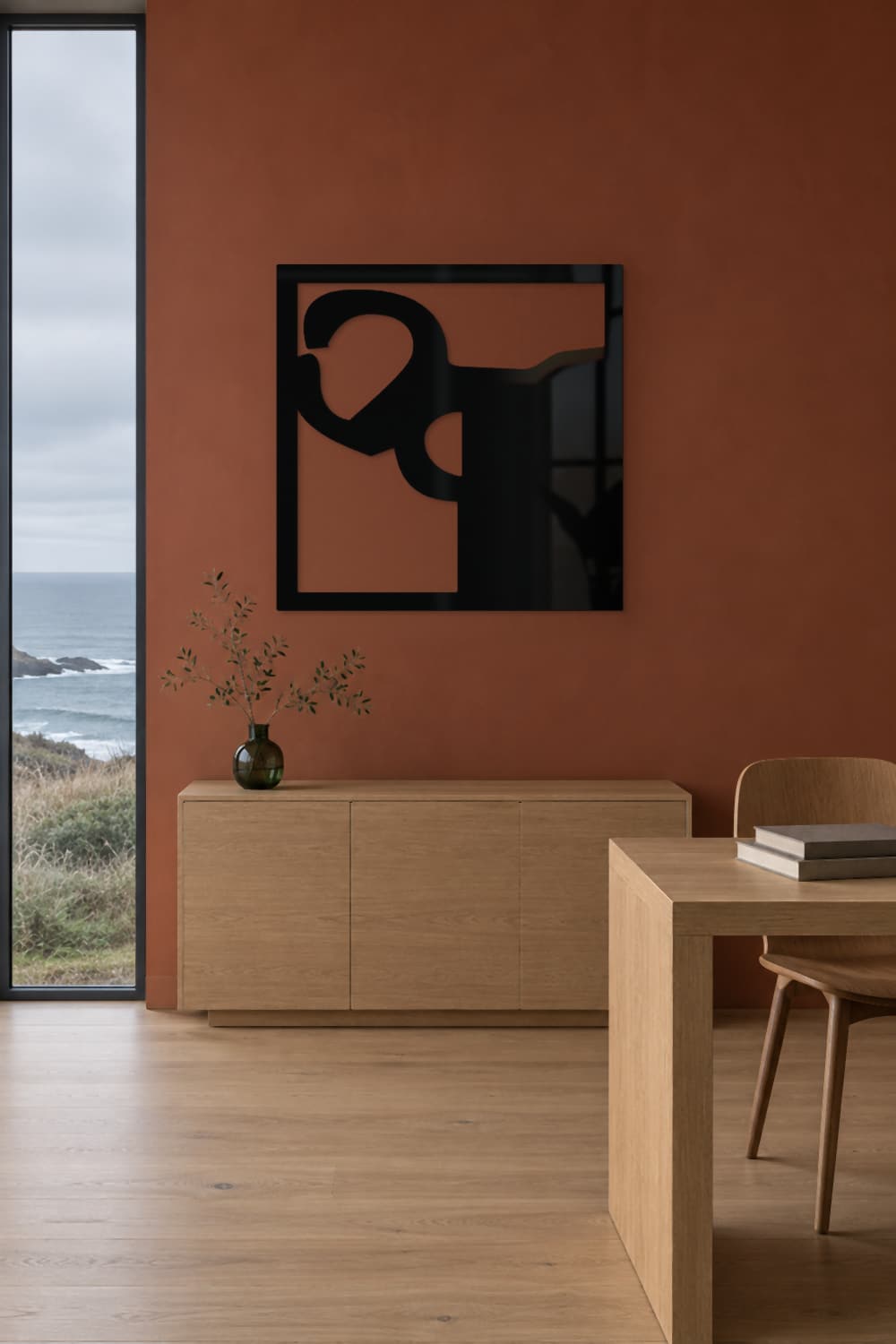 Chillida Nº01 en despacho terracota con vistas al mar Cantábrico