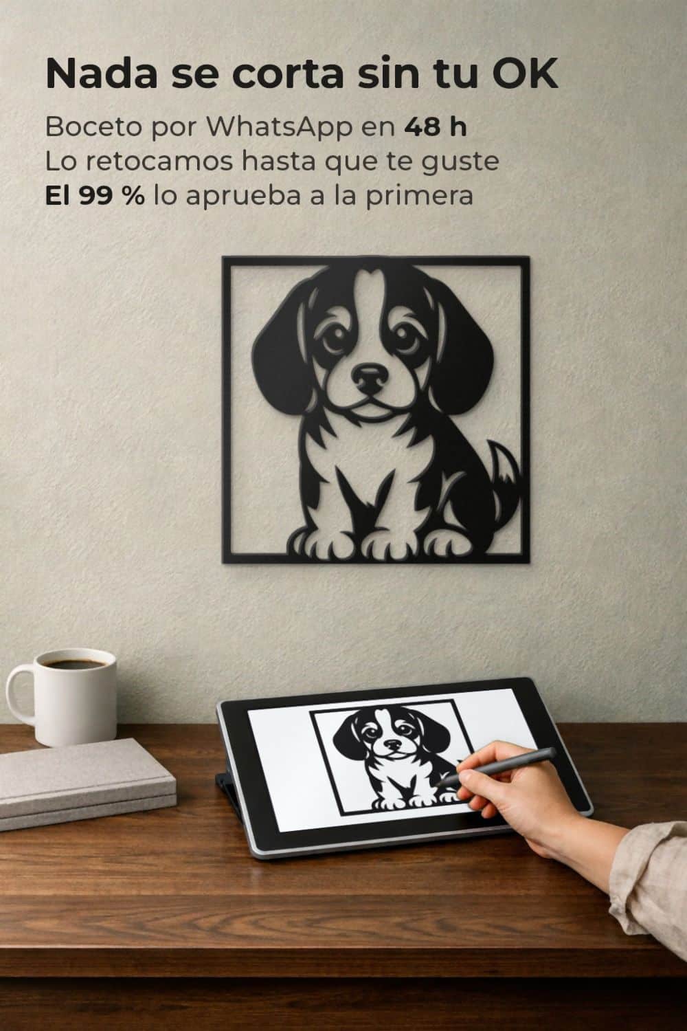 Boceto de un cachorro de beagle dibujado a mano en tableta