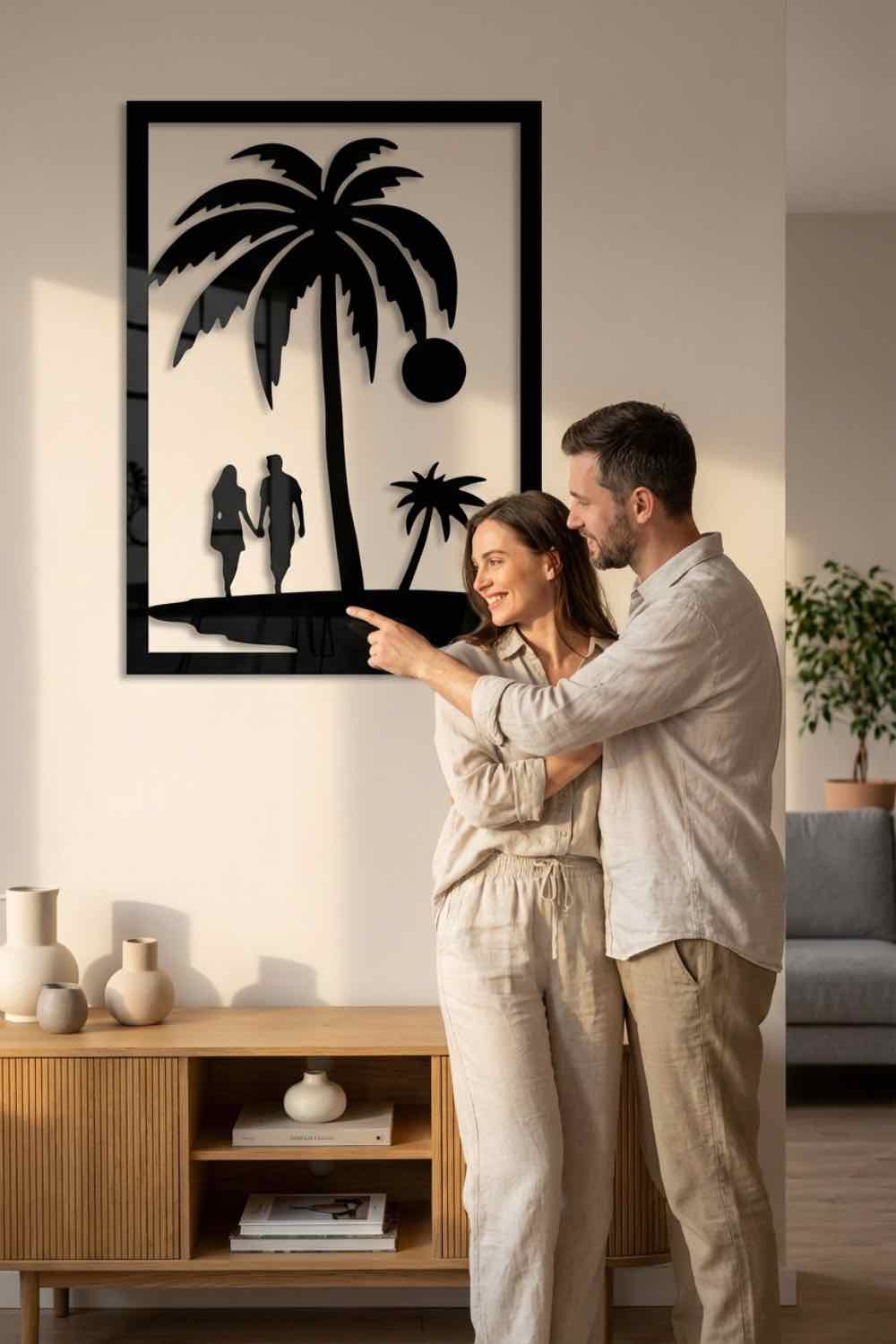 Caminando en la playa - Cuadro decorativo | Cortayrecorta.es