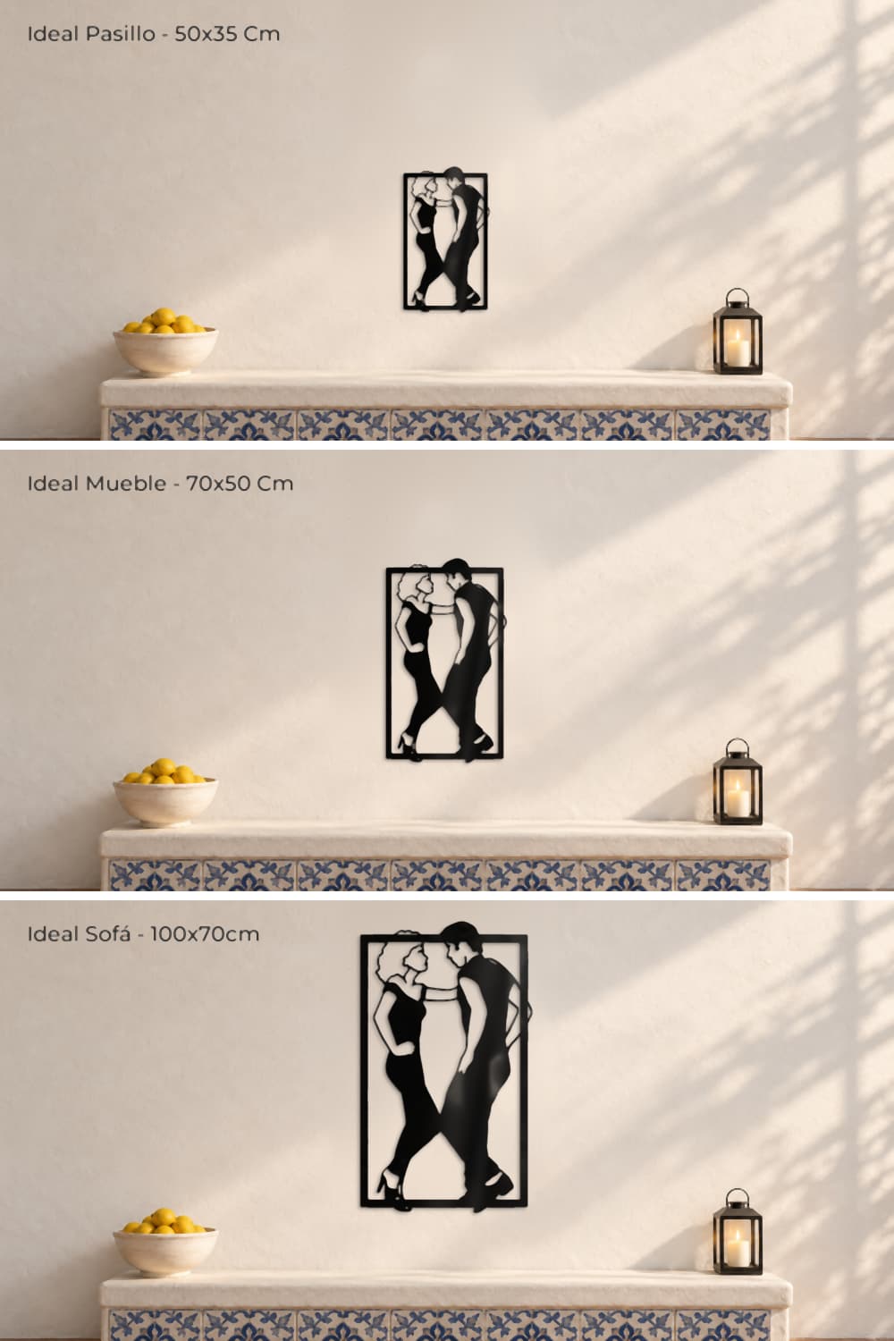 Grease, comparativa de las tres medidas sobre la misma pared con banco de azulejos.