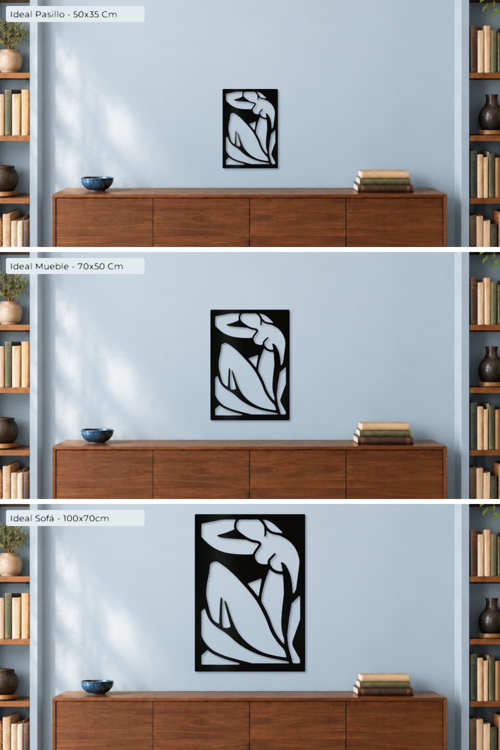 Matisse: comparación de las tres medidas sobre la misma pared de biblioteca