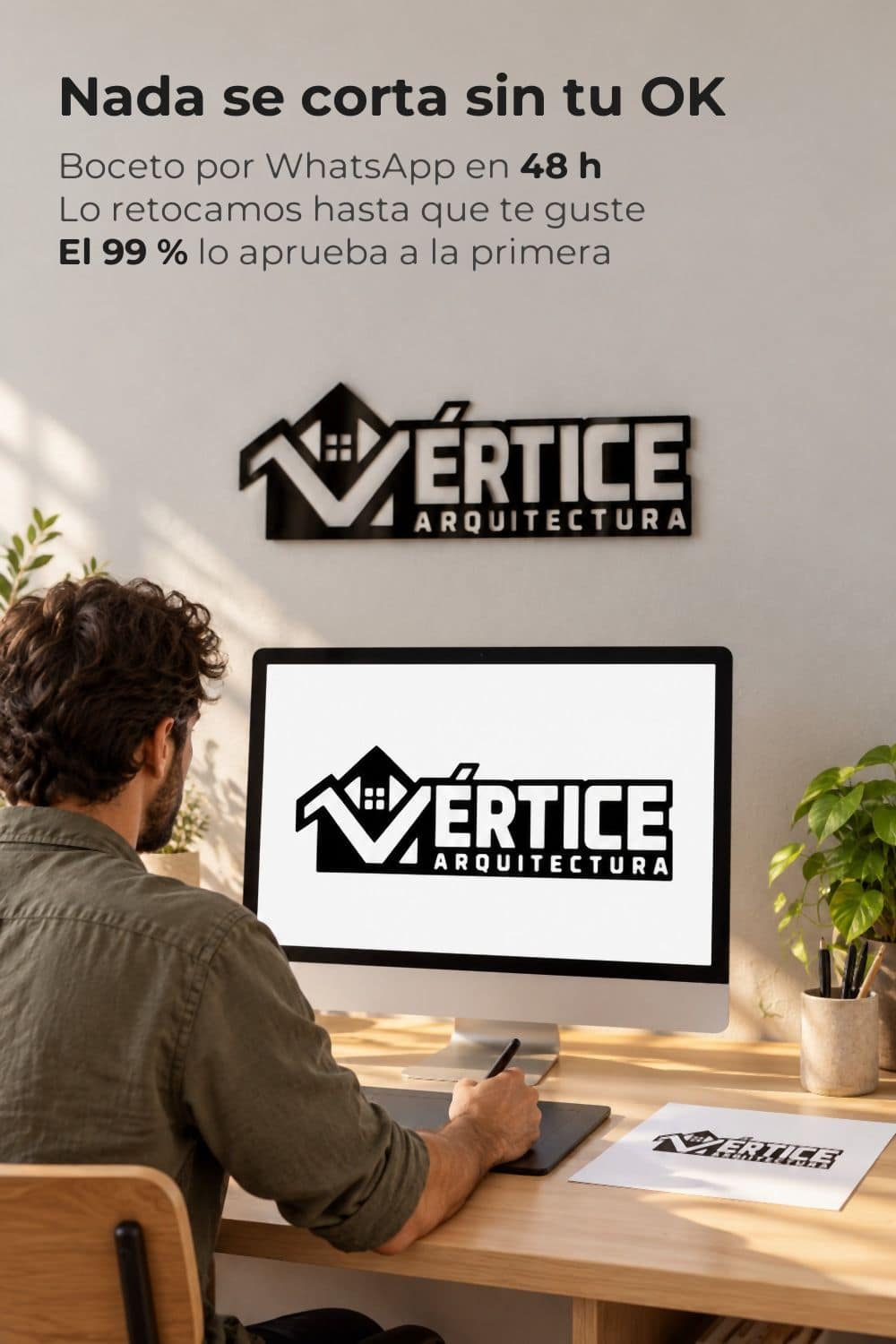 Logo de un estudio de arquitectura vectorizado a mano antes de cortar