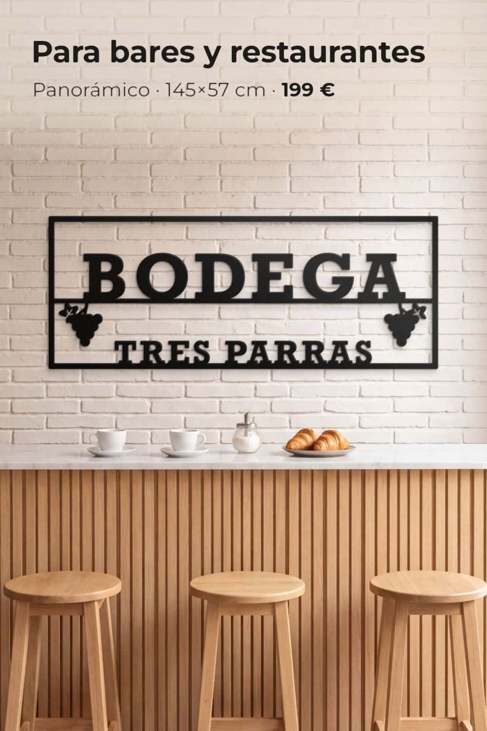 Rótulo panorámico de una bodega para bares y restaurantes