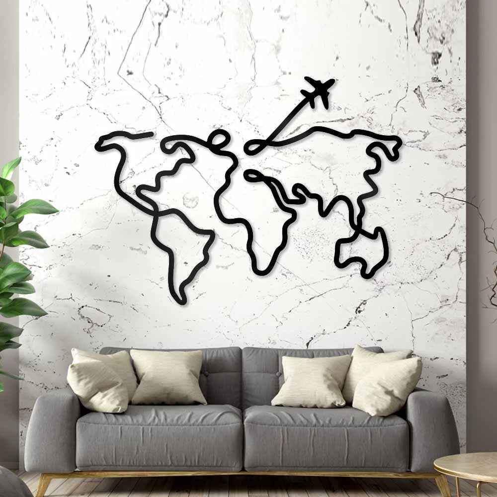 Line art world map