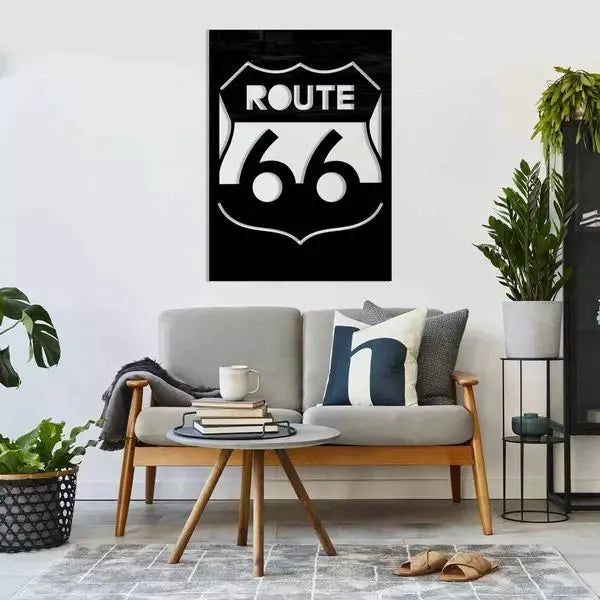 ROUTE 66 Combina la decoración de tu hogar u oficina con una elegante cuadro escultura de aluminio y llena tus espacios con motivación y personalidad propia Adecuado para uso en interiores y al aire libre
