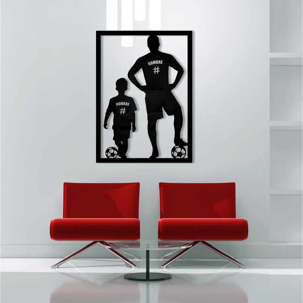 Dad and son soccer players