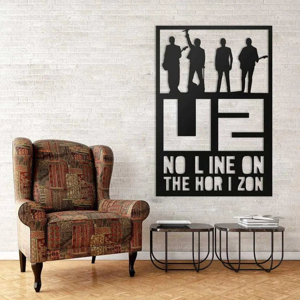 U2 NO LINE ON THE HORIZON Combina la decoración de tu hogar u oficina con una elegante cuadro escultura de aluminio y llena tus espacios con motivación y personalidad propia Adecuado para uso en interiores y al aire libre Por favor contáctenos para más información y cualquier pregunta en HOLA@CORTAYRECORTA.ES