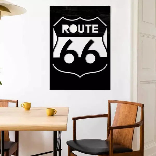ROUTE 66 Combina la decoración de tu hogar u oficina con una elegante cuadro escultura de aluminio y llena tus espacios con motivación y personalidad propia Adecuado para uso en interiores y al aire libre