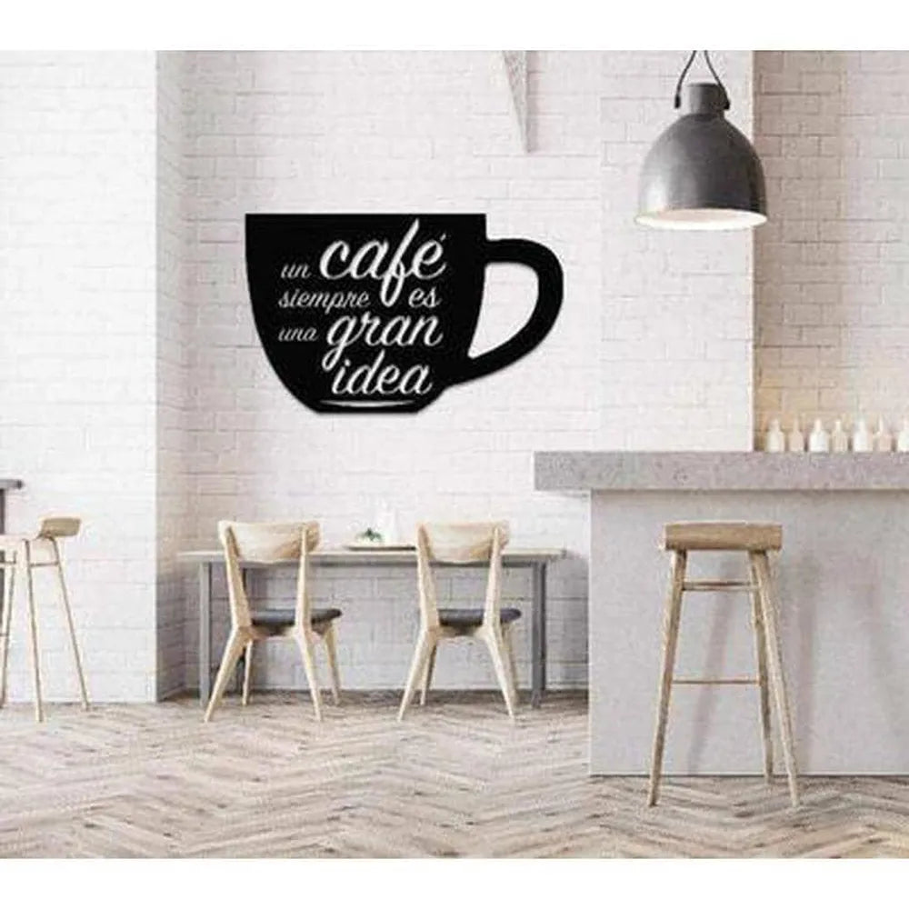 UN CAFÉ SIEMPRE ES UNA BUENA IDEA Combina la decoración de tu hogar u oficina con una elegante cuadro escultura de aluminio y llena tus espacios con motivación y personalidad propia Adecuado para uso en interiores y al aire libre Por favor contáctenos para más información y cualquier pregunta en HOLA@CORTAYRECORTA.ES